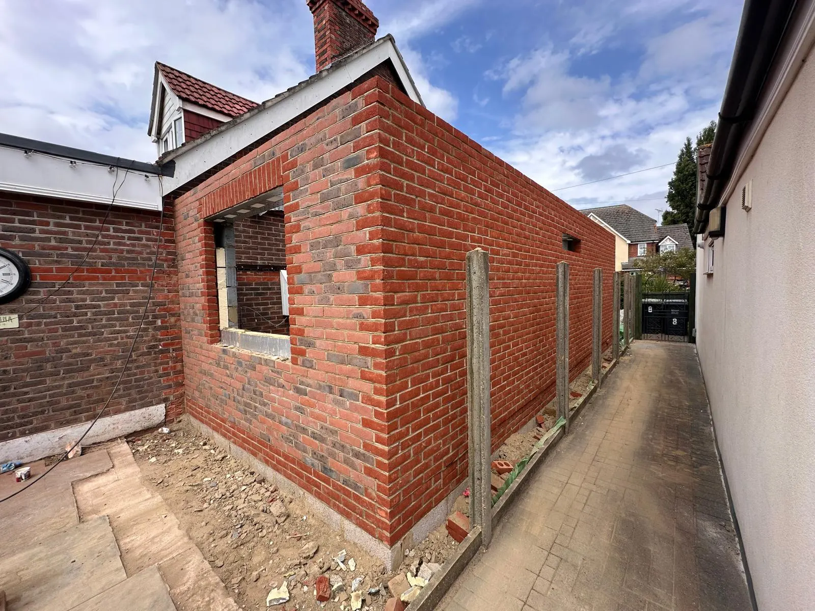 Brick extension shell under construction